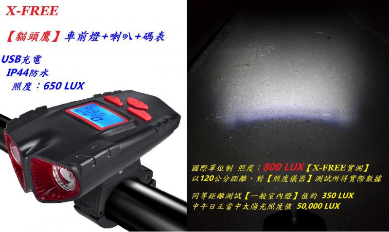 C01-46_X-FREE USB【貓頭鷹】車前燈+喇叭+碼表